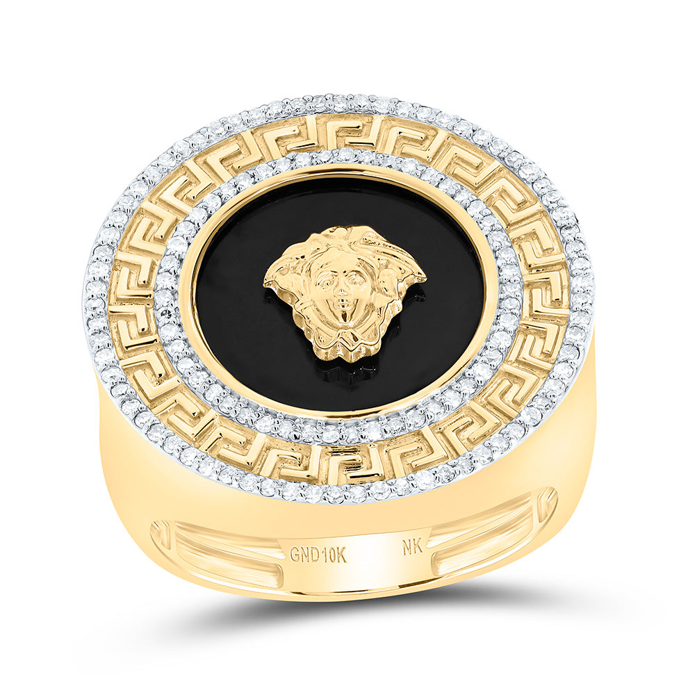 1/2CTW-NAT DIA NK15.50MM ONYX ROUND MADUSA  MEN'S RING Daisy Joyeria