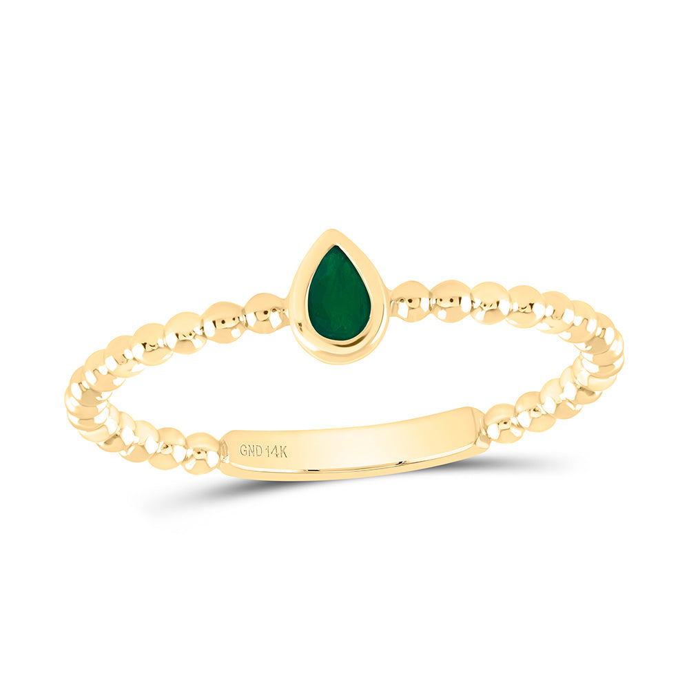 4X3MM-PS-EM NAT GEM PEAR LADIES RING Daisy Joyeria
