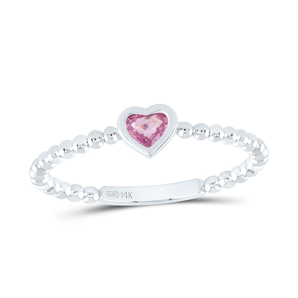 3.4X3.4MM-HS-PINK SAPP NAT GEM HEART LADIES RING Daisy Joyeria