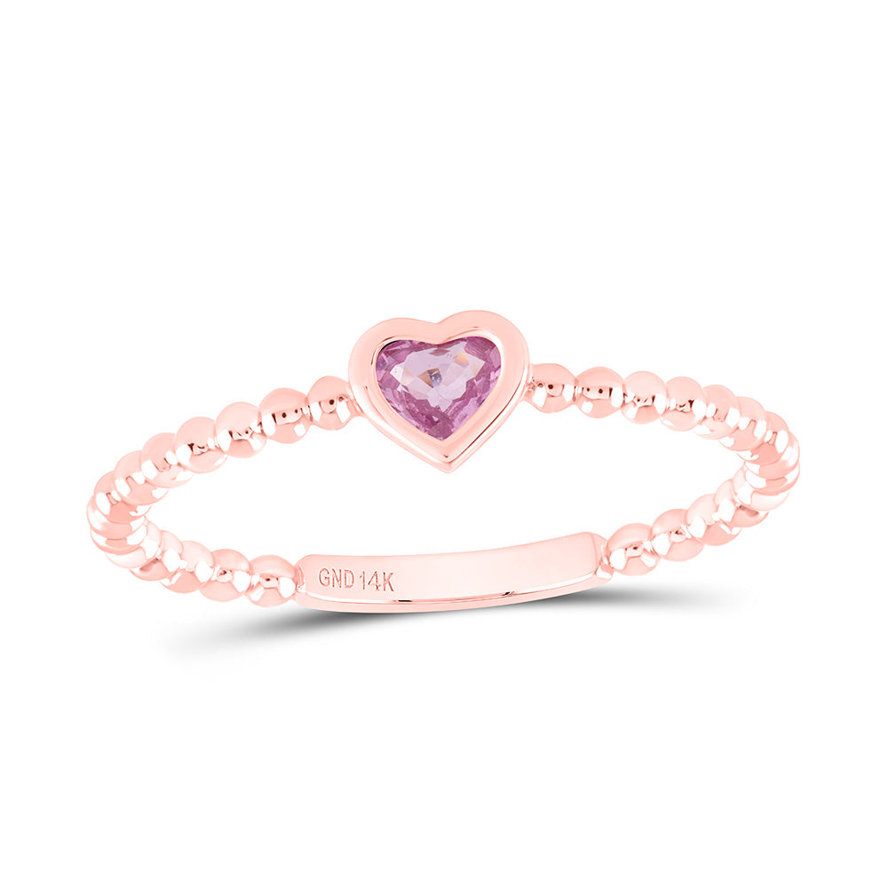 3.4X3.4MM-HS-PINK SAPP NAT GEM HEART LADIES RING Daisy Joyeria