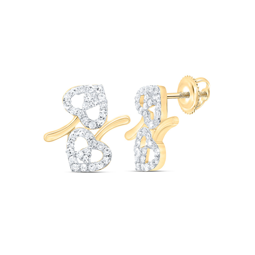 1/4CTW-NAT DIA NK FASHION HEART EARRING Daisy Joyeria