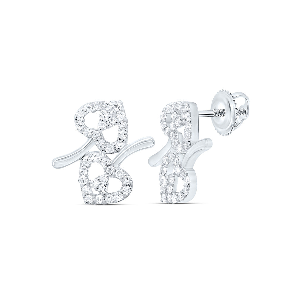 1/4CTW-NAT DIA NK FASHION HEART EARRING Daisy Joyeria