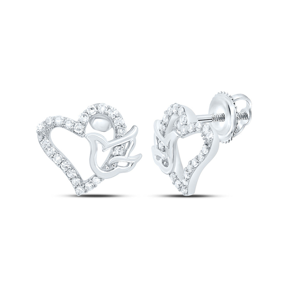 1/6CTW-NAT DIA NK FASHION HEART EARRING Daisy Joyeria