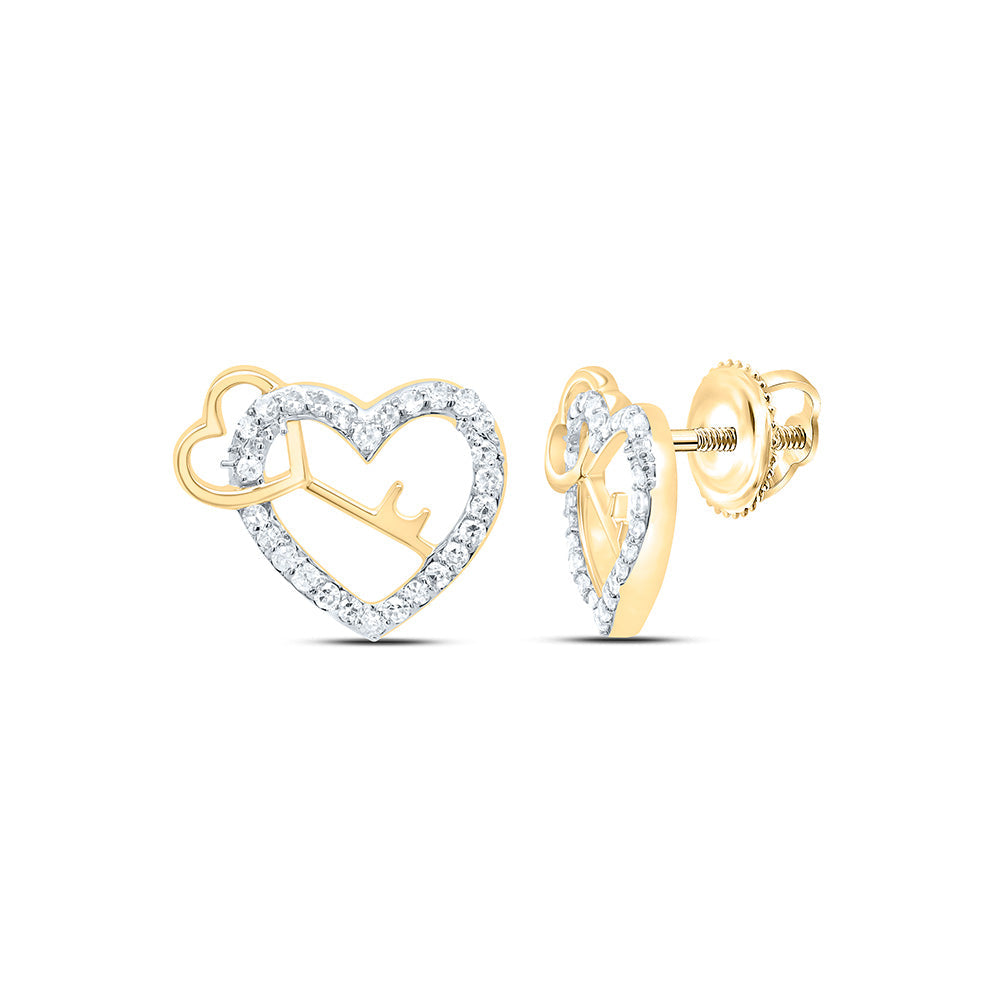 1/5CTW-NAT DIA NK FASHION HEART EARRING Daisy Joyeria