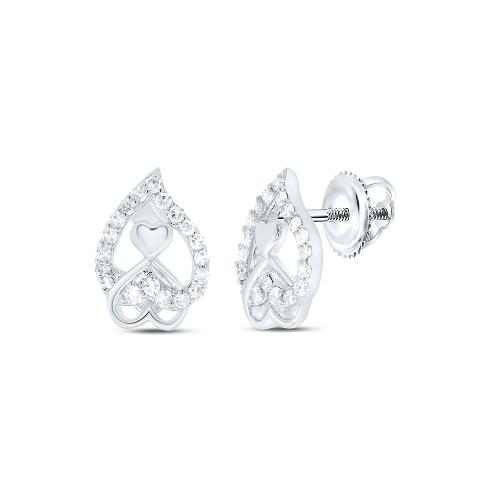 1/6CTW-NAT DIA NK FASHION HEART EARRING Daisy Joyeria