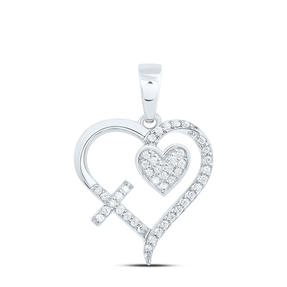 1/5CTW-NAT DIA CN FASHION CROSS HEART PENDANT Daisy Joyeria