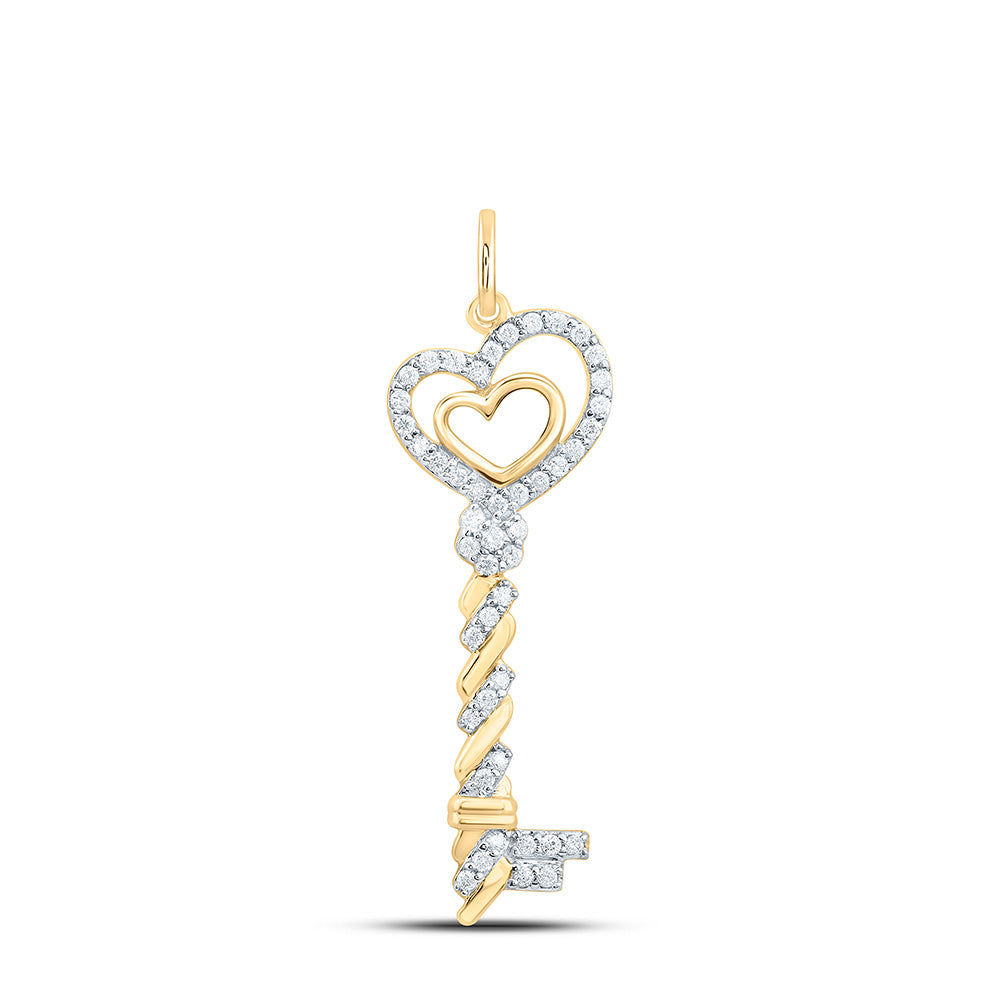 1/5CTW-NAT DIA CN FASHION HEART KEY PENDANT Daisy Joyeria
