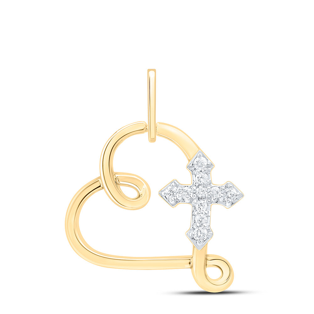 1/10CTW-NAT DIA CN FASHION CROSS HEART PENDANT Daisy Joyeria