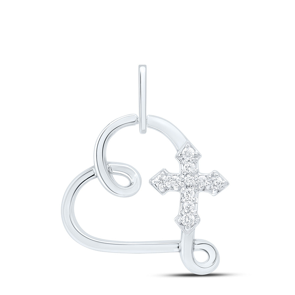 1/10CTW-NAT DIA CN FASHION CROSS HEART PENDANT Daisy Joyeria