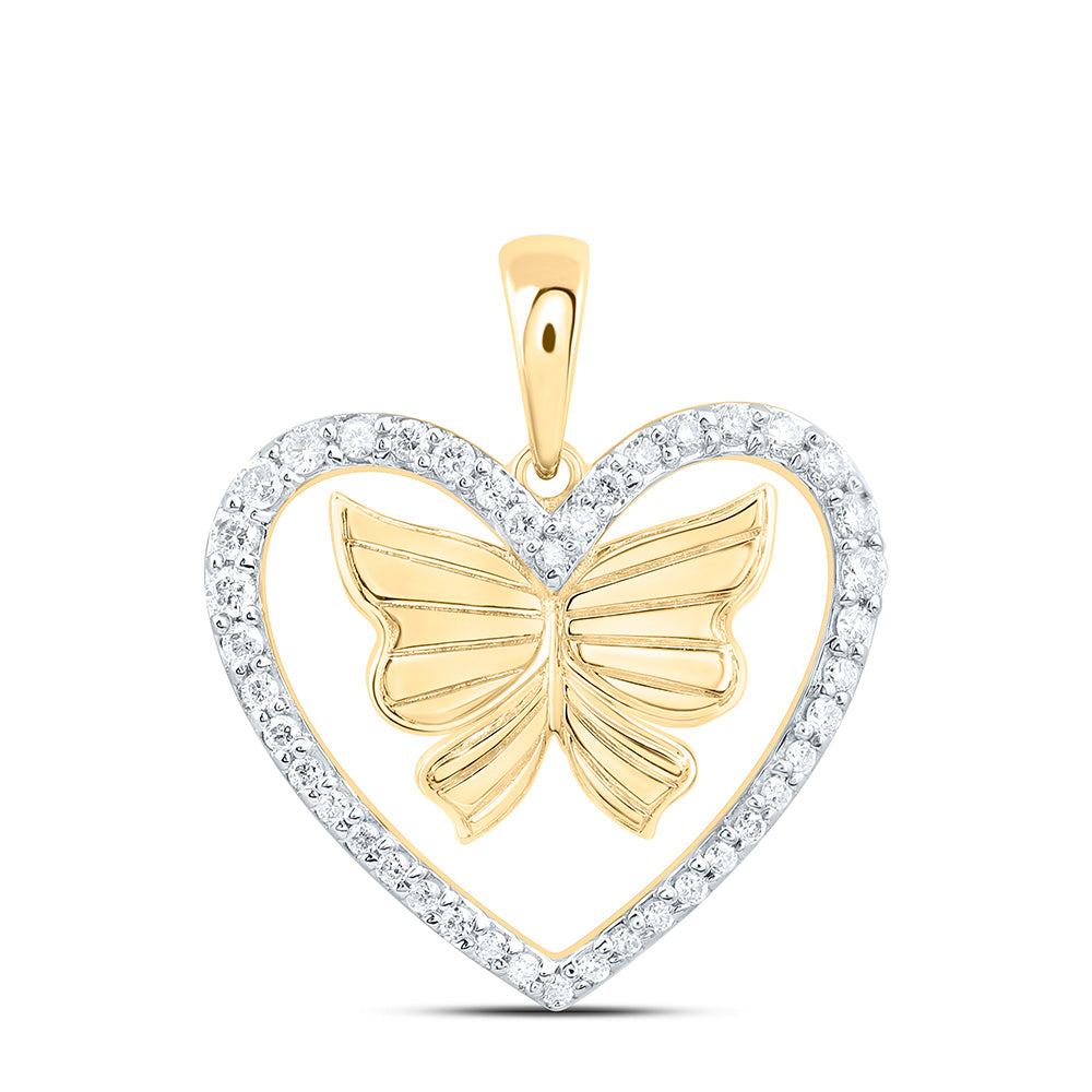 1/4CTW-NAT DIA CN FASHION BUTTERFLY  HEART PENDANT Daisy Joyeria
