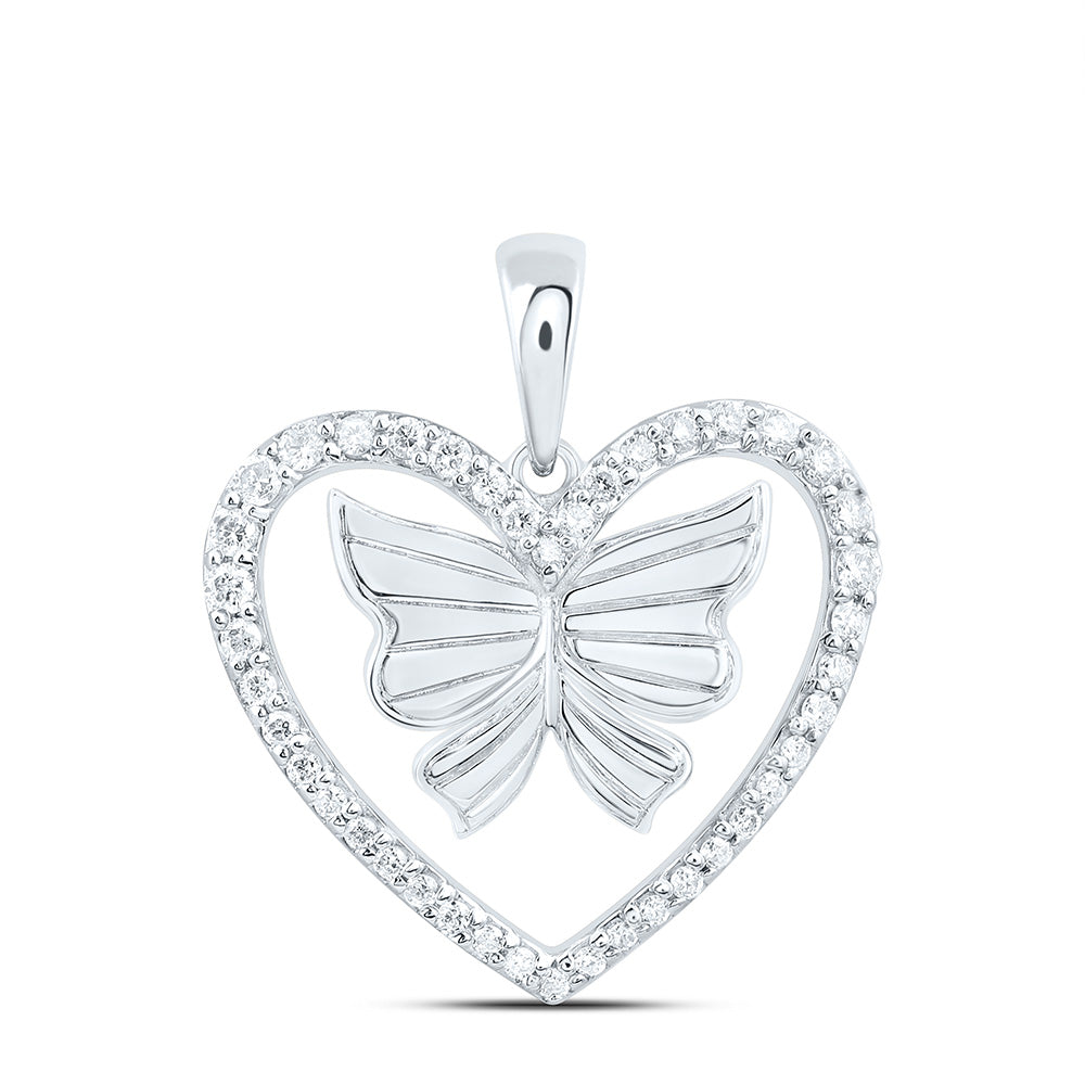 1/4CTW-NAT DIA CN FASHION BUTTERFLY  HEART PENDANT Daisy Joyeria
