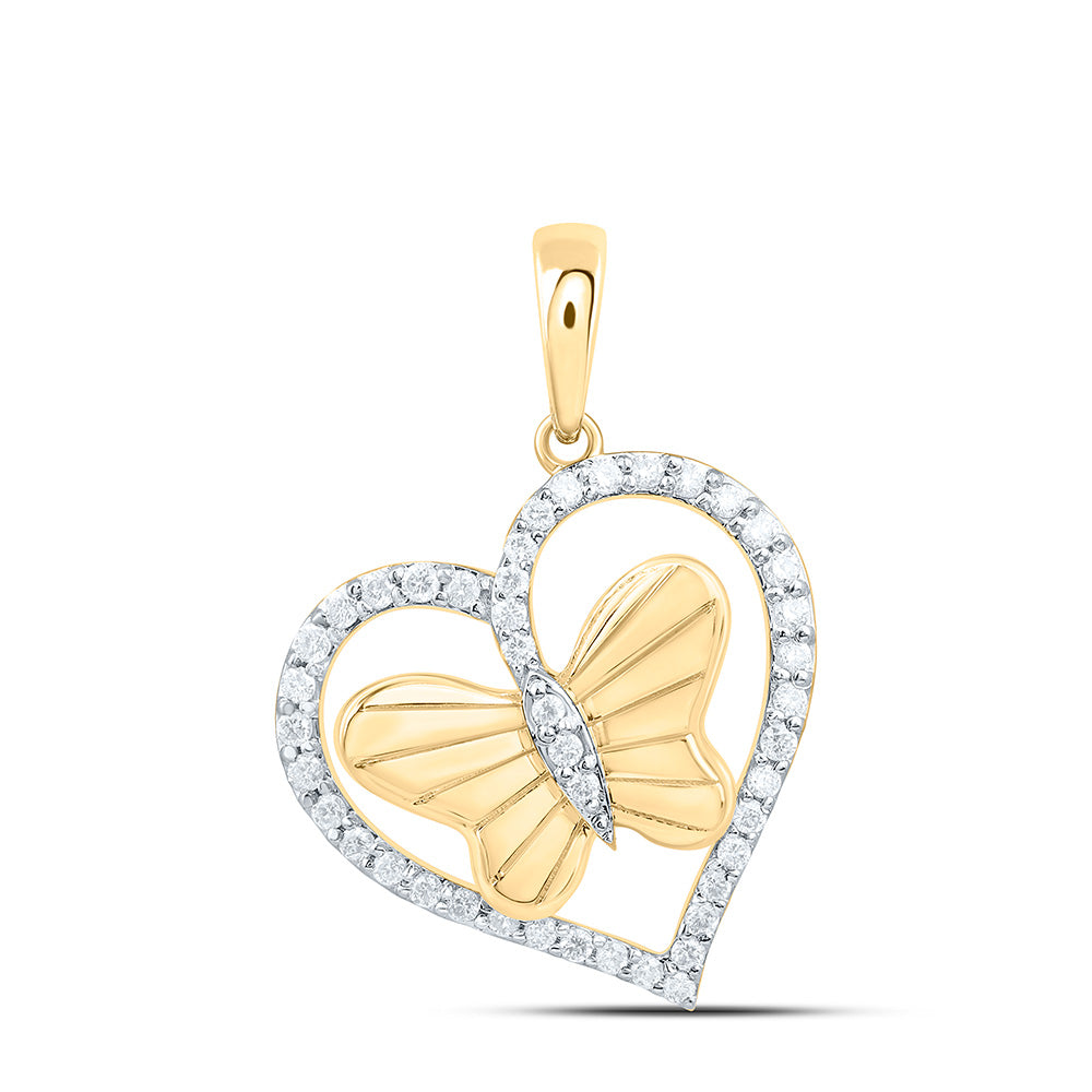 1/4CTW-NAT DIA CN FASHION BUTTERFLY  HEART PENDANT Daisy Joyeria