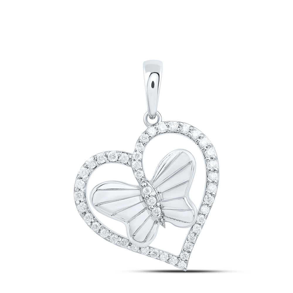 1/4CTW-NAT DIA CN FASHION BUTTERFLY  HEART PENDANT Daisy Joyeria