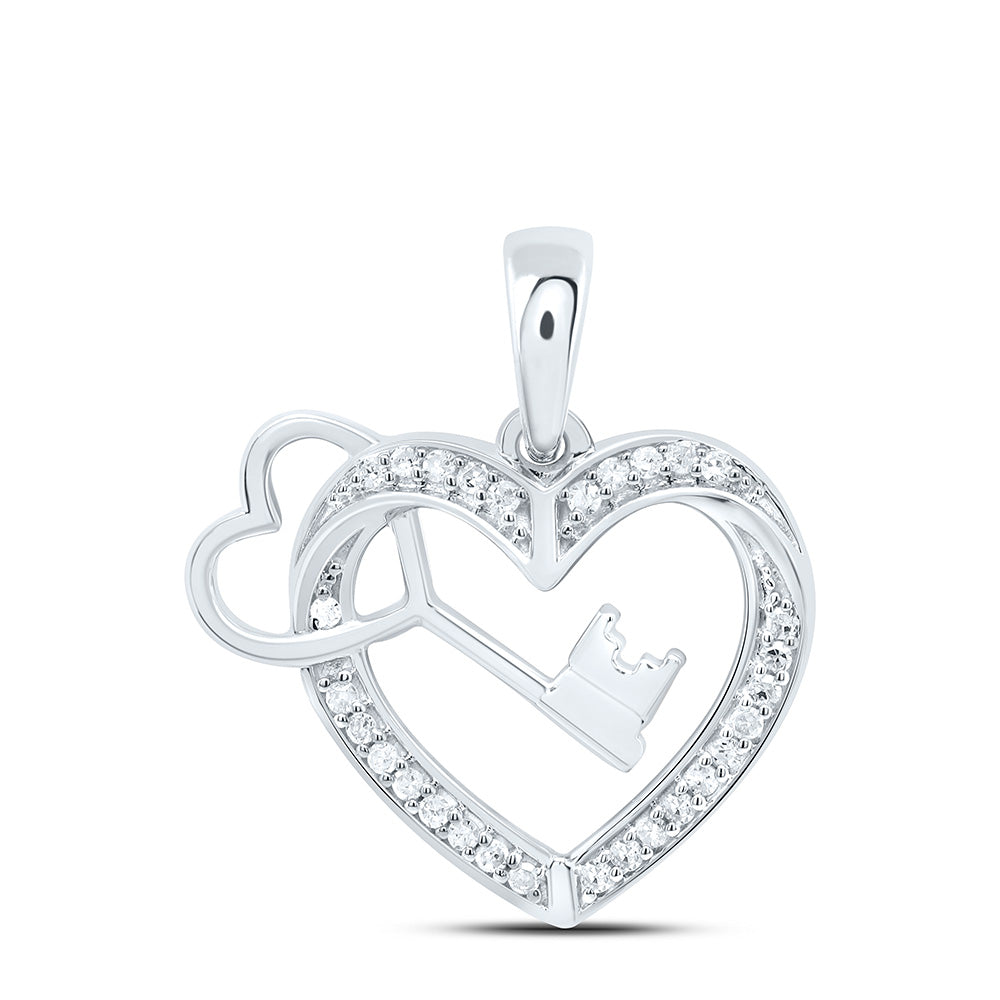 1/10CTW-NAT DIA P1 GIFT KEY HEART PENDANT Daisy Joyeria