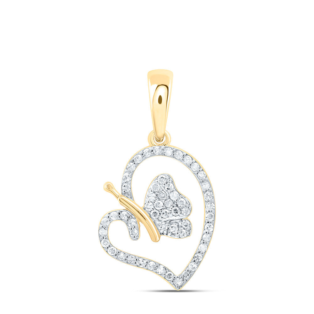 1/6CTW-NAT DIA P1 GIFT BUTTERFLY HEART PENDANT Daisy Joyeria