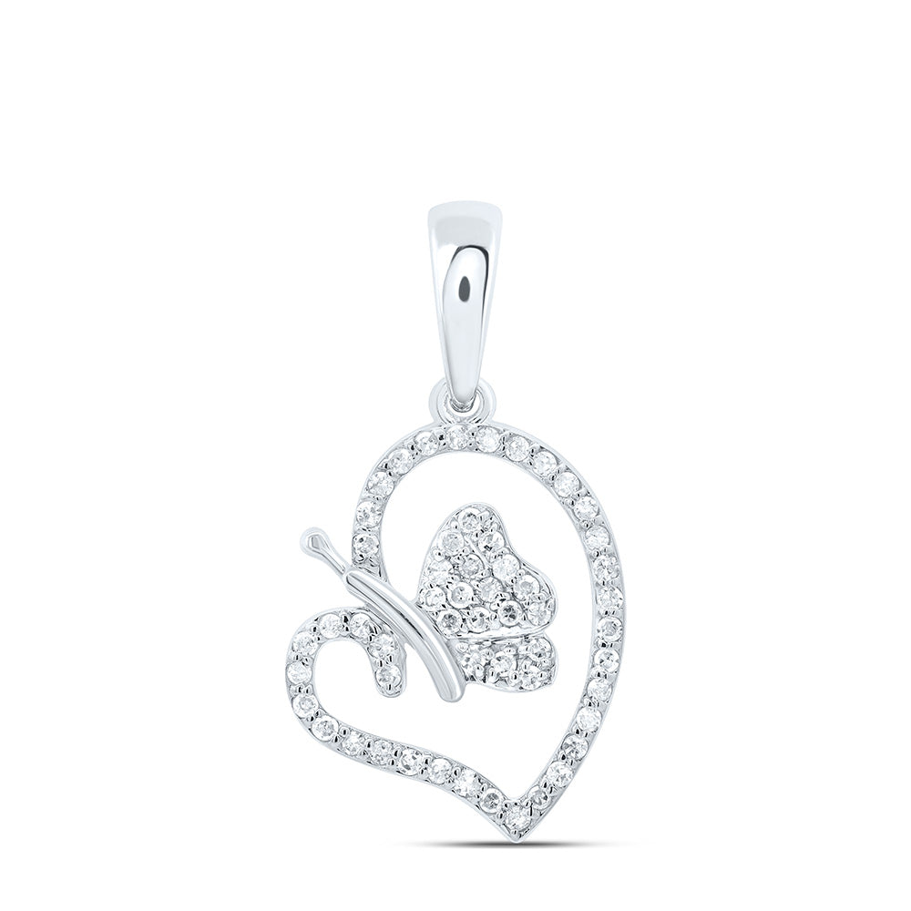 1/6CTW-NAT DIA P1 GIFT BUTTERFLY HEART PENDANT Daisy Joyeria
