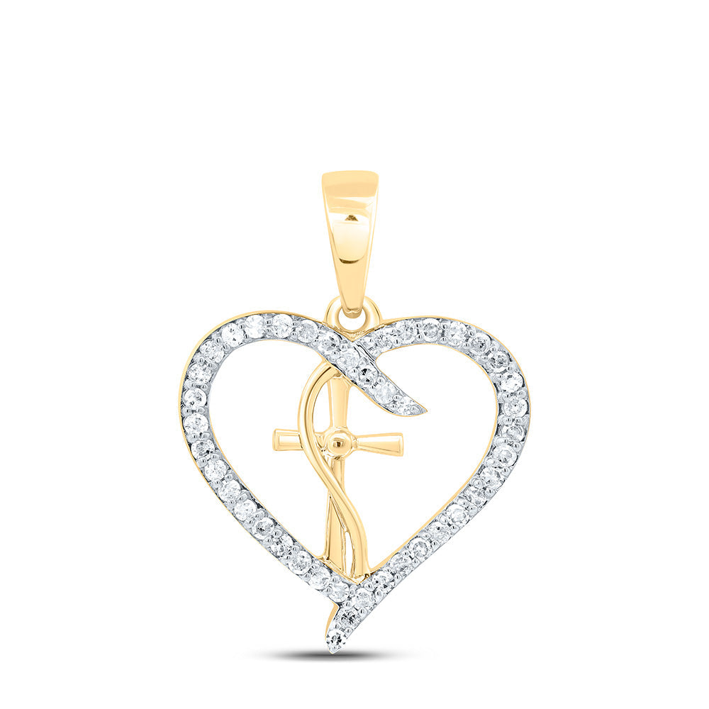 1/5CTW-NAT DIA P1 GIFT CROSS HEART PENDANT Daisy Joyeria