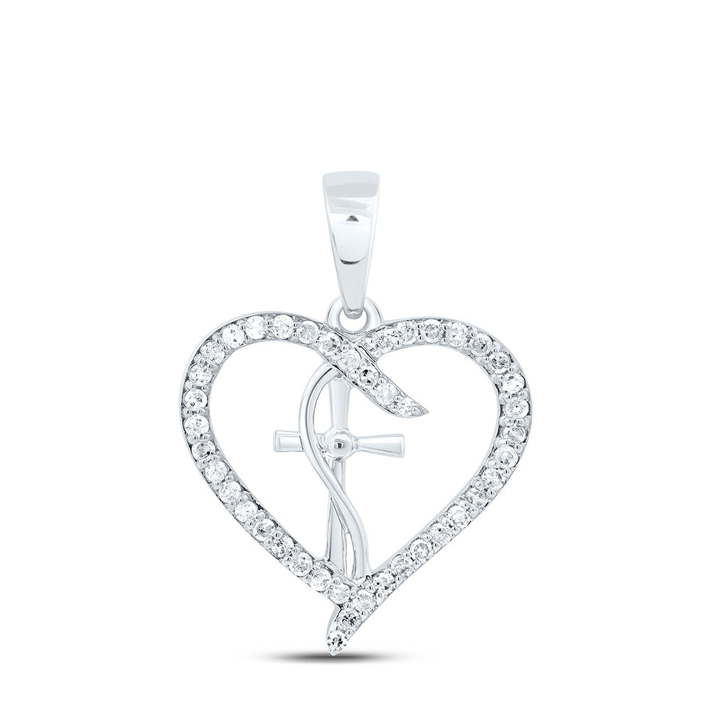 1/5CTW-NAT DIA P1 GIFT CROSS HEART PENDANT Daisy Joyeria