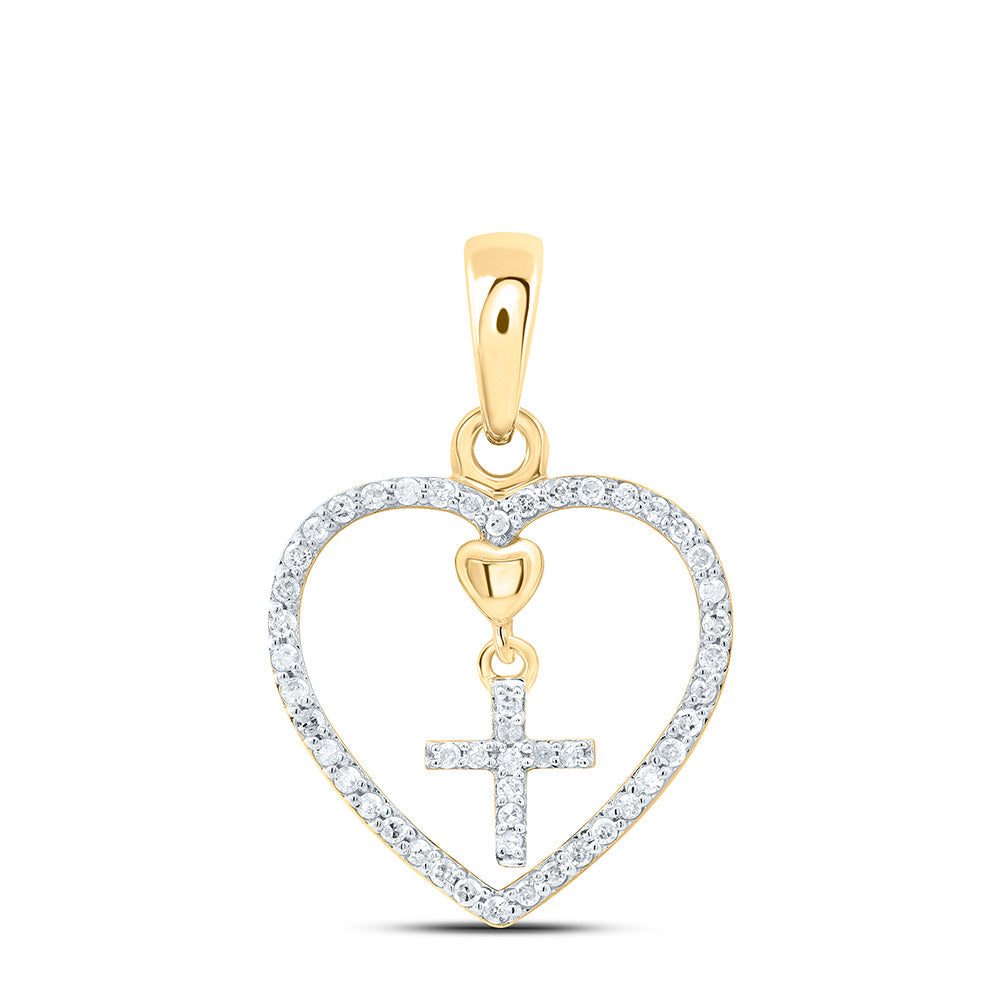 1/6CTW-NAT DIA P1 GIFT CROSS HEART PENDANT Daisy Joyeria