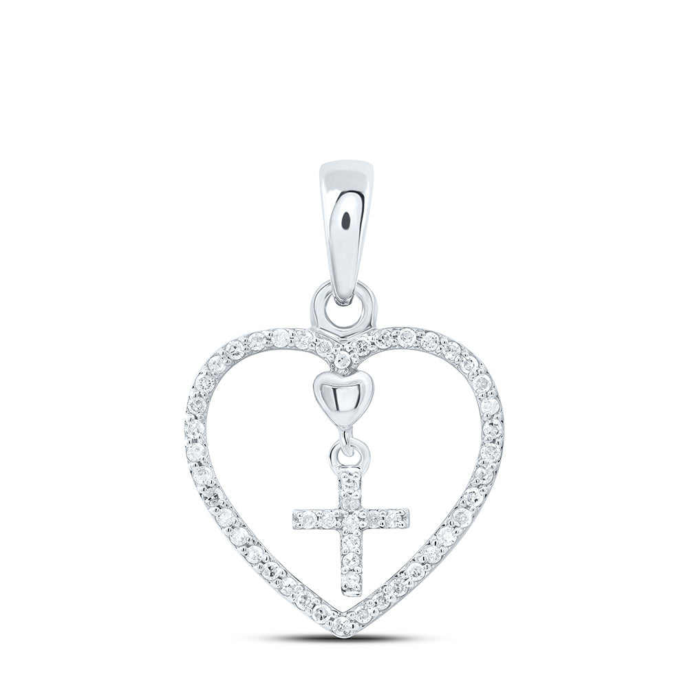 1/6CTW-NAT DIA P1 GIFT CROSS HEART PENDANT Daisy Joyeria