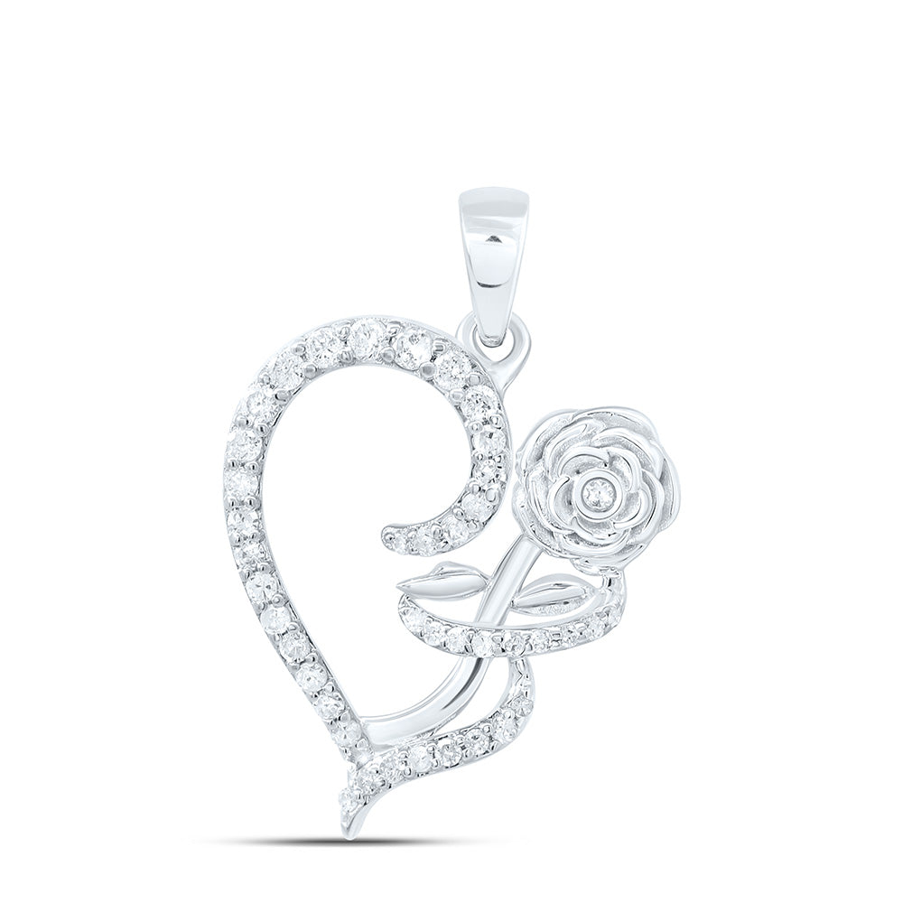 1/4CTW-NAT DIA P1 GIFT ROSE HEART PENDANT Daisy Joyeria