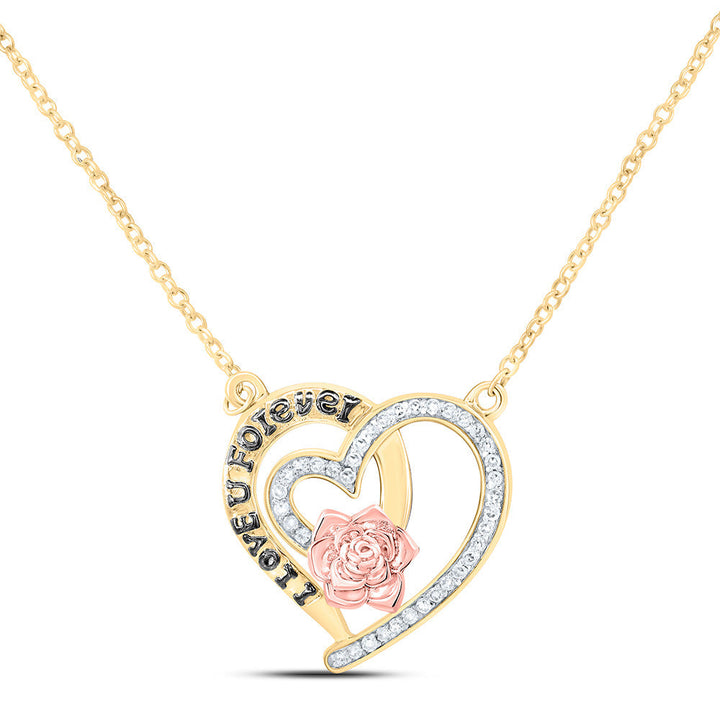 1/10 CTW-NAT DIA NK GIFT ROSE HEART NECKLACE (WITH 18" CHAIN) Daisy Joyeria