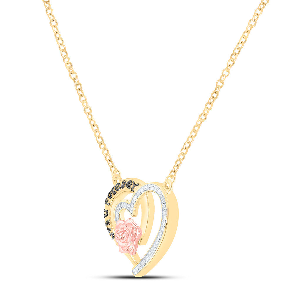 1/10 CTW-NAT DIA NK GIFT ROSE HEART NECKLACE (WITH 18" CHAIN) Daisy Joyeria