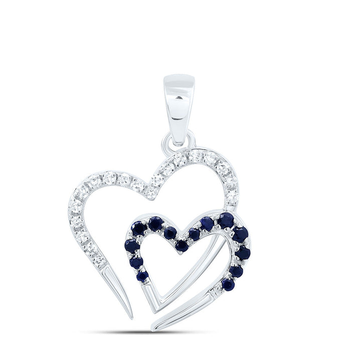 1/10CTW-NAT DIA NK 1/10 CTW-RD-BLUE SAPPHIRE NAT GEM HEART PENDANT Daisy Joyeria