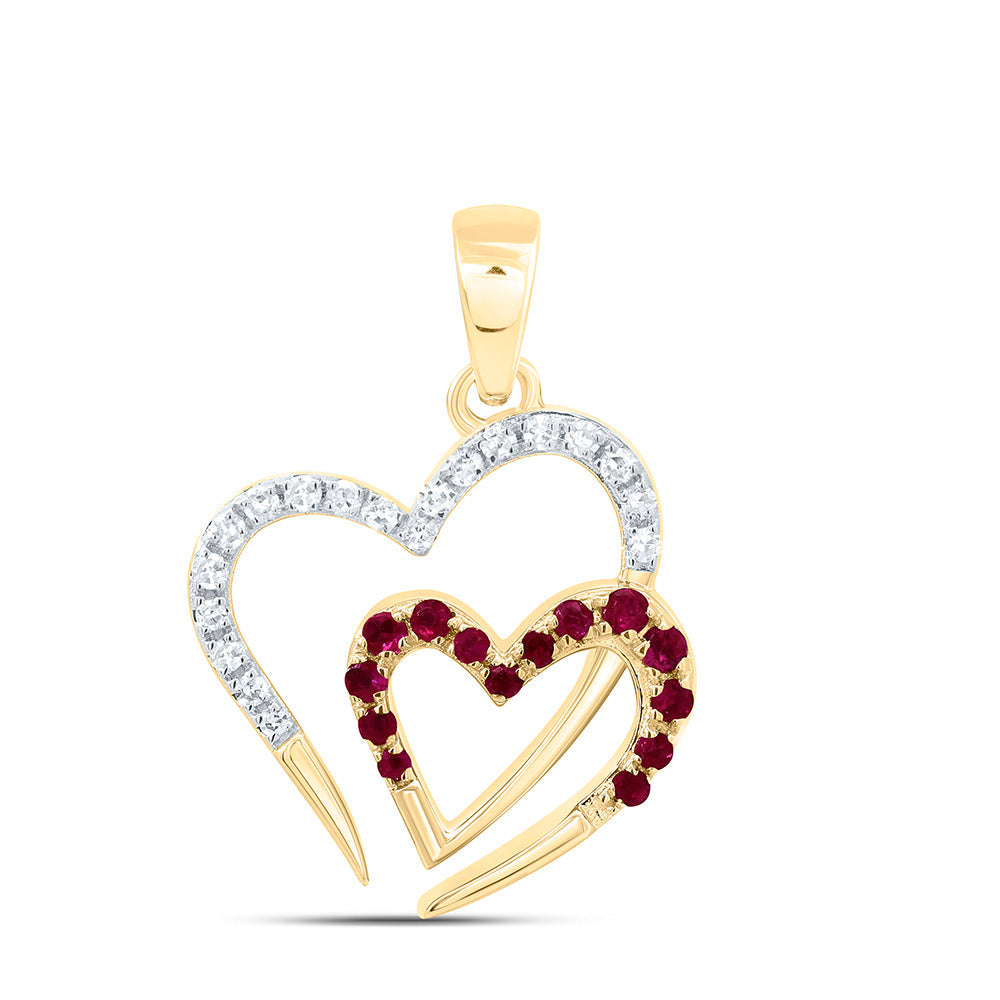1/10CTW-NAT DIA NK 1/10 CTW-RD-RU NAT GEM HEART PENDANT Daisy Joyeria