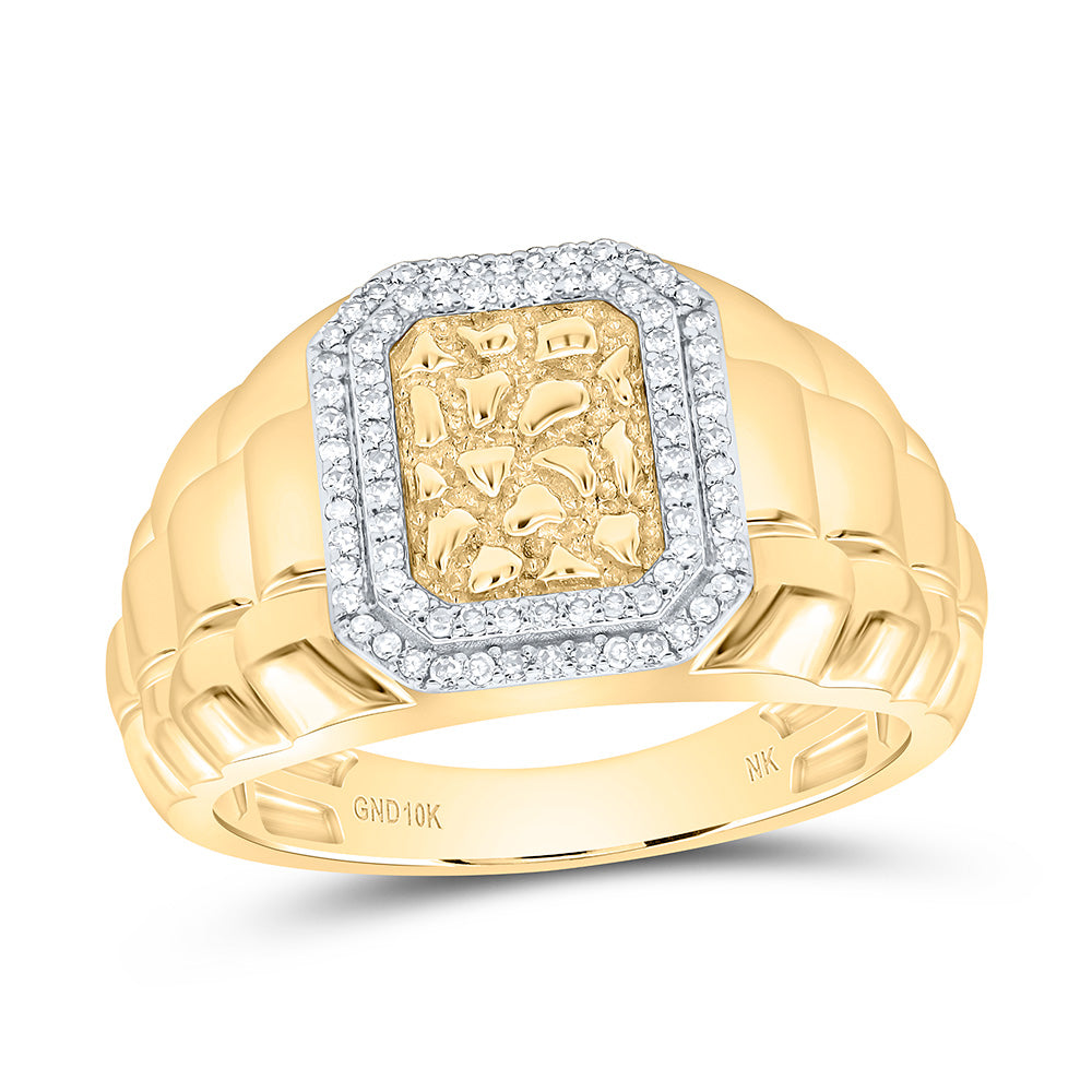 1/4CTW-NAT DIA NK EMERALD NUGGET MEN'S RING Daisy Joyeria