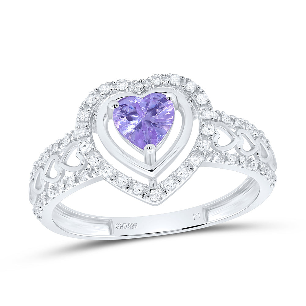 1/6CTW-NAT DIA P1 5MM HT-ALEXANDRITE SYNTHETIC HEART RING Daisy Joyeria