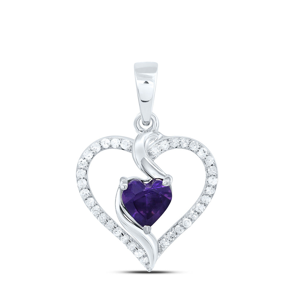1/8CTW-NAT DIA P1 5MM HT-AMETHYST SYNTHETIC HEART PENDANT Daisy Joyeria
