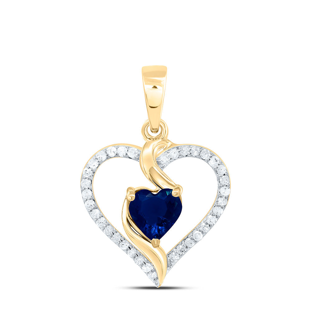 1/8CTW-NAT DIA P1 5MM HT-BLUE SAPP SYNTHETIC HEART PENDANT Daisy Joyeria