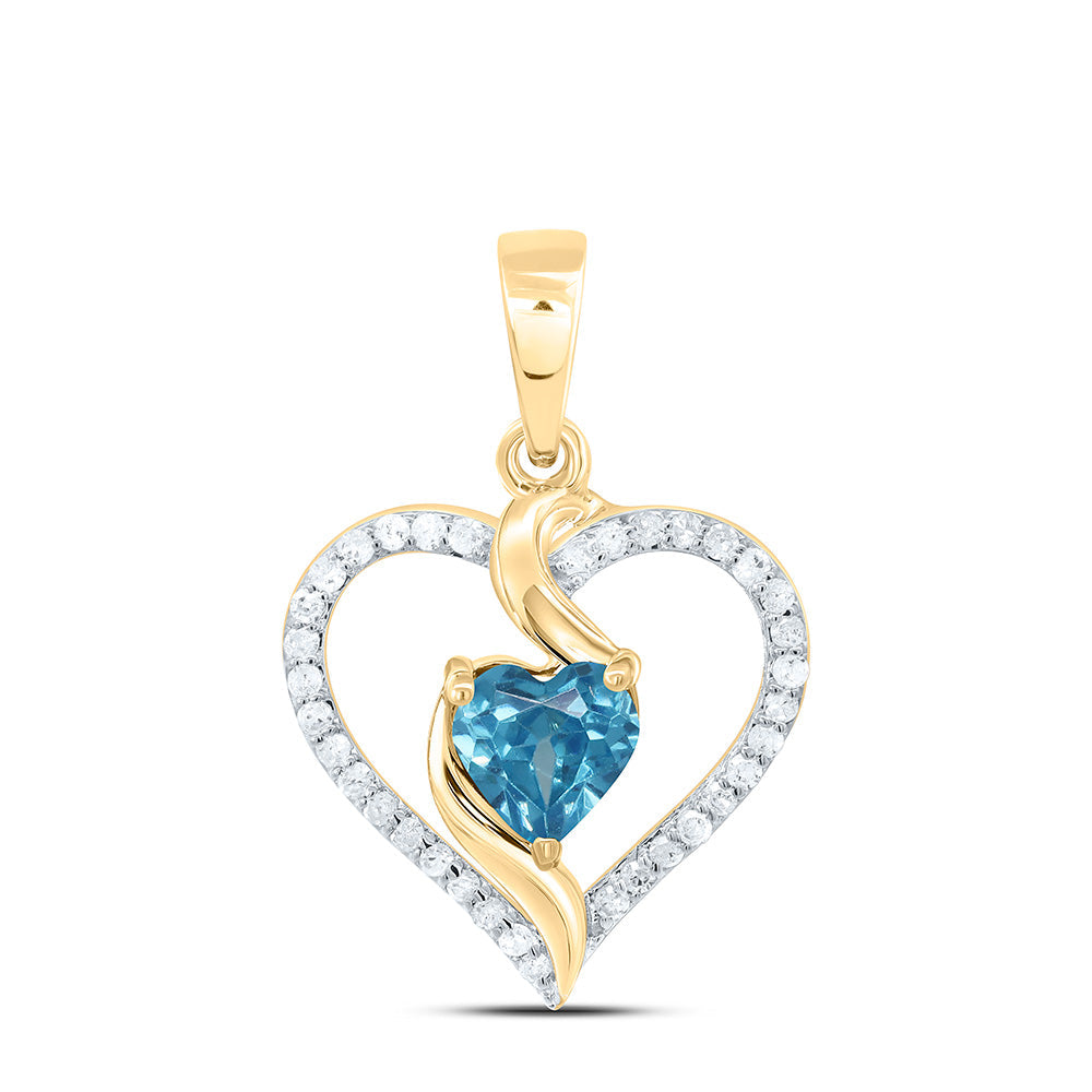 1/8CTW-NAT DIA P1 5MM HT-BLUE TOPAZ SYNTHETIC HEART PENDANT Daisy Joyeria