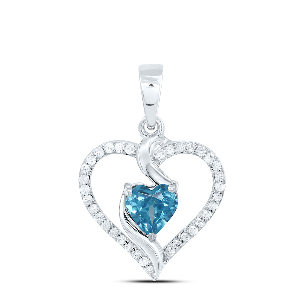 1/8CTW-NAT DIA P1 5MM HT-BLUE TOPAZ SYNTHETIC HEART PENDANT Daisy Joyeria