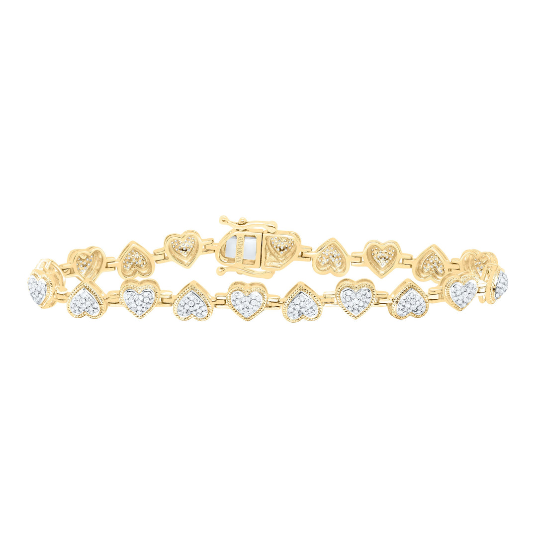 1 1/5CTW-NAT DIA NK FASHION HEART BRACELET (7 INCH) Daisy Joyeria