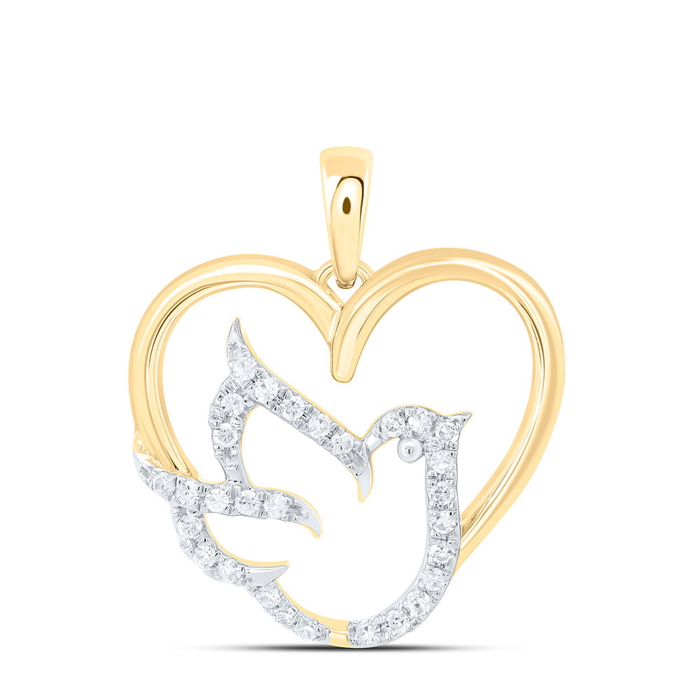1/6CTW-NAT DIA CN GIFT BIRD HEART PENDANT Daisy Joyeria