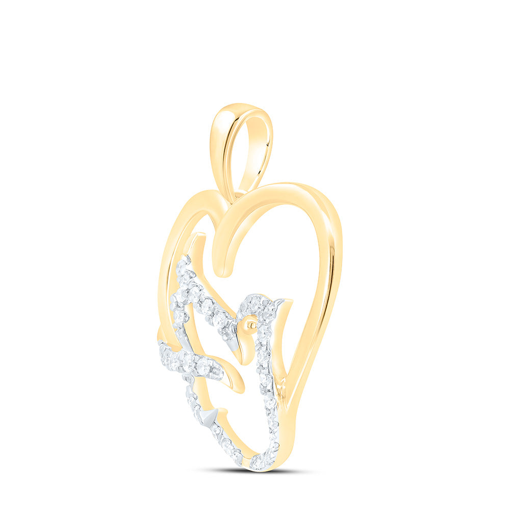1/6CTW-NAT DIA CN GIFT BIRD HEART PENDANT Daisy Joyeria