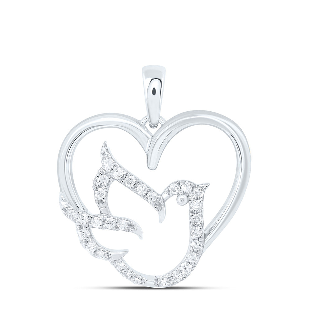 1/6CTW-NAT DIA CN GIFT BIRD HEART PENDANT Daisy Joyeria