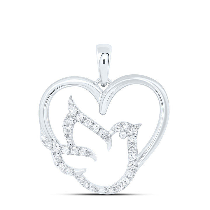 1/6CTW-NAT DIA CN GIFT BIRD HEART PENDANT Daisy Joyeria
