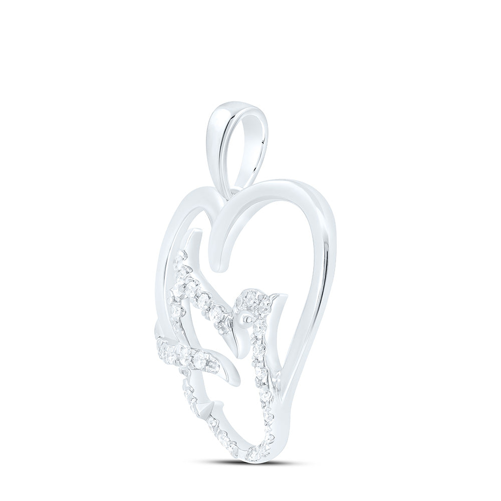 1/6CTW-NAT DIA CN GIFT BIRD HEART PENDANT Daisy Joyeria