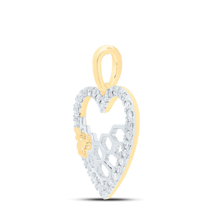 1/5CTW-NAT DIA CN GIFT HONEYCOMB HEART PENDANT Daisy Joyeria