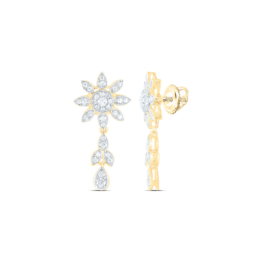 7/8CTW-NAT DIA ANA M FASHION FLOWER DANGLING EARRING Daisy Joyeria
