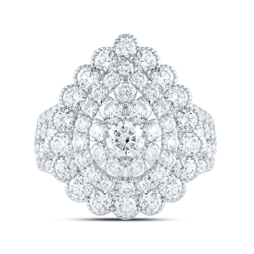 4CTW-NAT DIA ANA M ELITE 3/8CTW-CRD PEAR DOUBLE HALO BRIDAL RING Daisy Joyeria