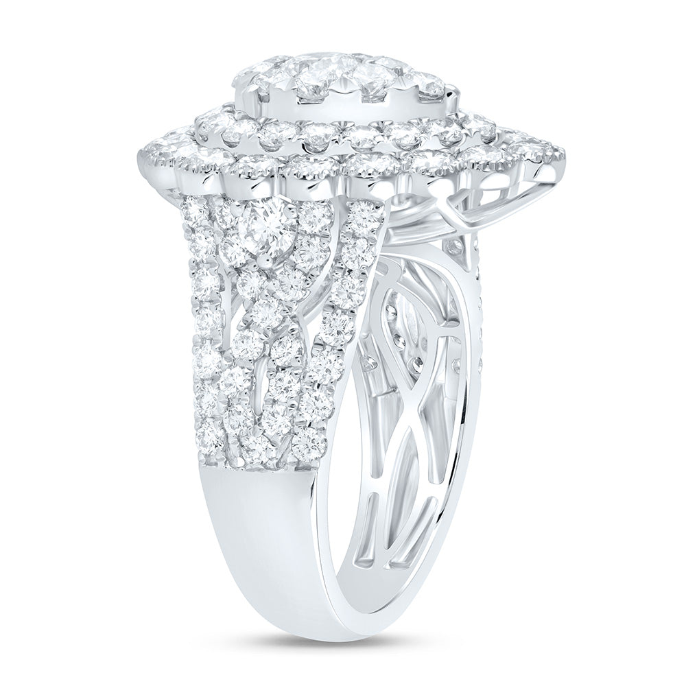 4CTW-NAT DIA ANA M ELITE 3/8CTW-CRD PEAR DOUBLE HALO BRIDAL RING Daisy Joyeria