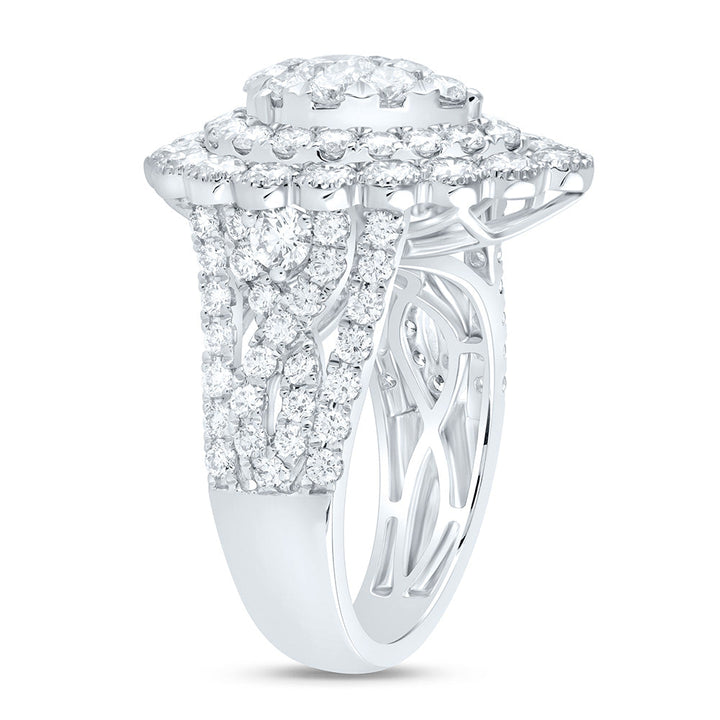 4CTW-NAT DIA ANA M ELITE 3/8CTW-CRD PEAR DOUBLE HALO BRIDAL RING Daisy Joyeria