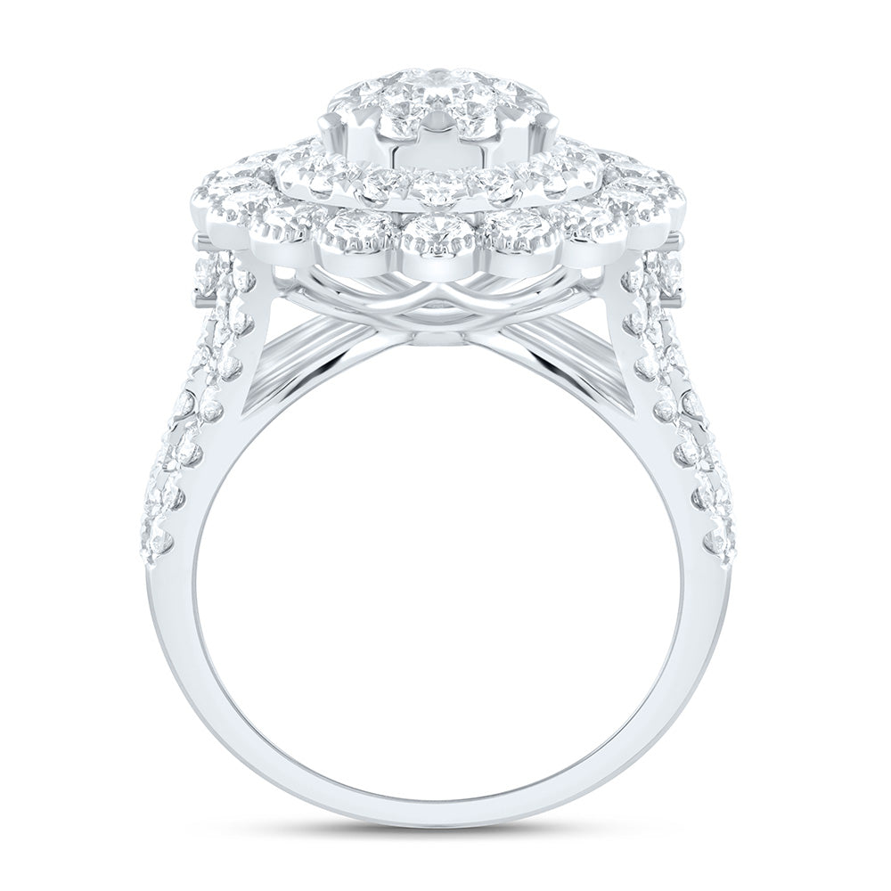 4CTW-NAT DIA ANA M ELITE 3/8CTW-CRD PEAR DOUBLE HALO BRIDAL RING Daisy Joyeria
