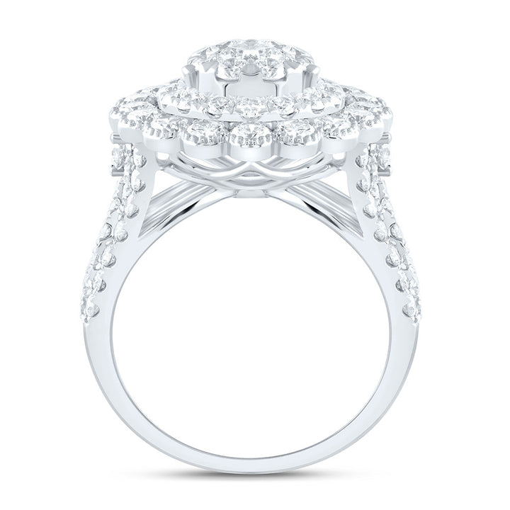 4CTW-NAT DIA ANA M ELITE 3/8CTW-CRD PEAR DOUBLE HALO BRIDAL RING Daisy Joyeria