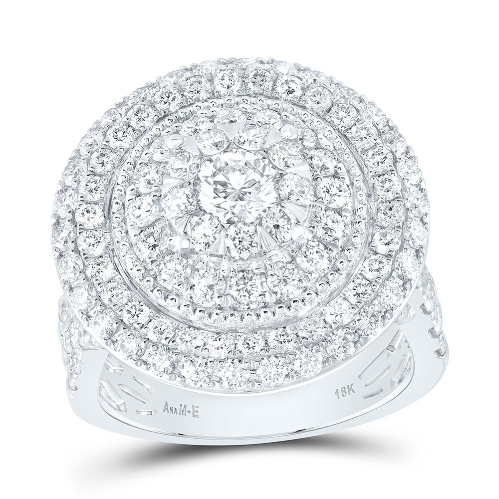 2 7/8CTW-NAT DIA ANA M ELITE 3/8CTW-CRD ROUND DOUBLE HALO BRIDAL RING Daisy Joyeria