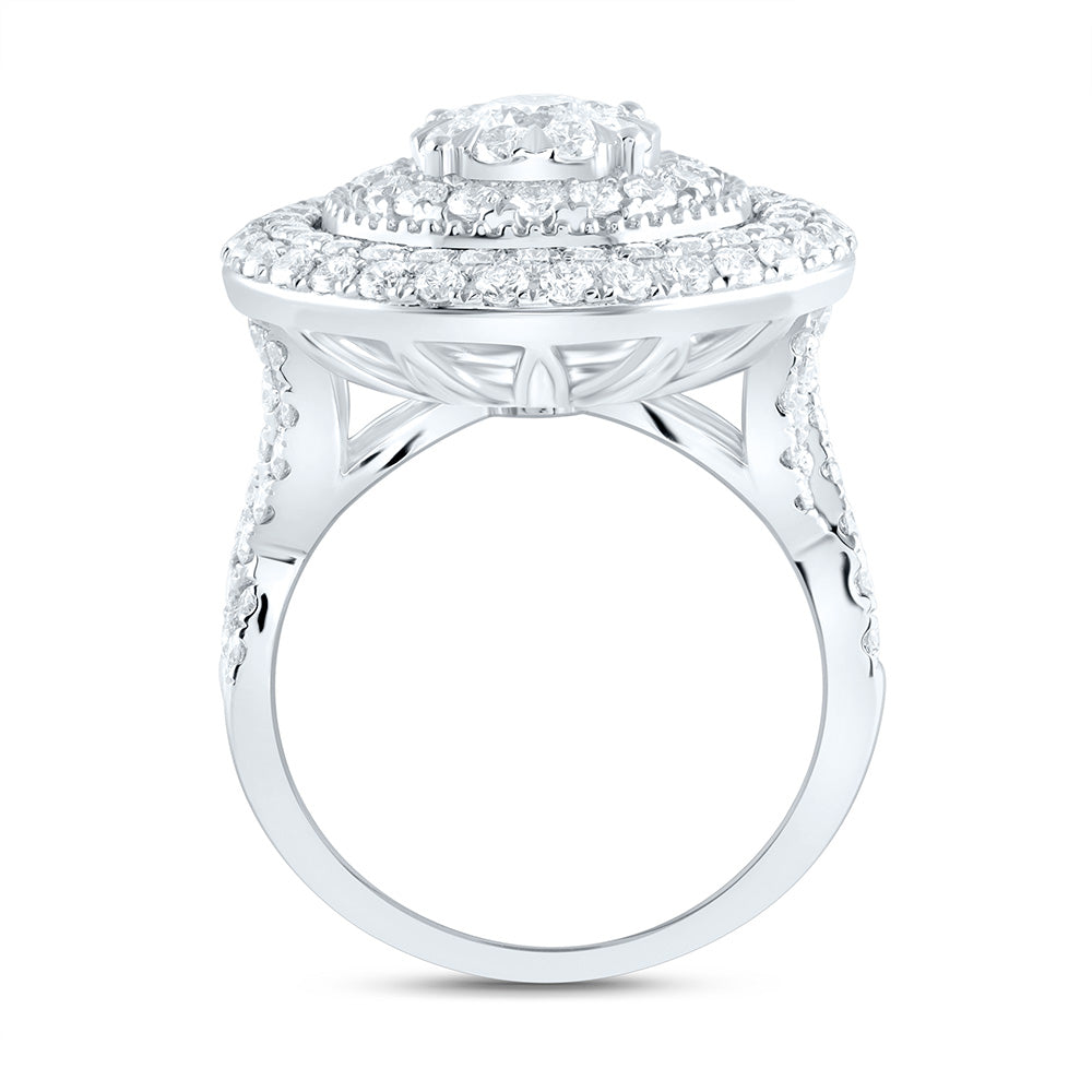 2 7/8CTW-NAT DIA ANA M ELITE 3/8CTW-CRD ROUND DOUBLE HALO BRIDAL RING Daisy Joyeria